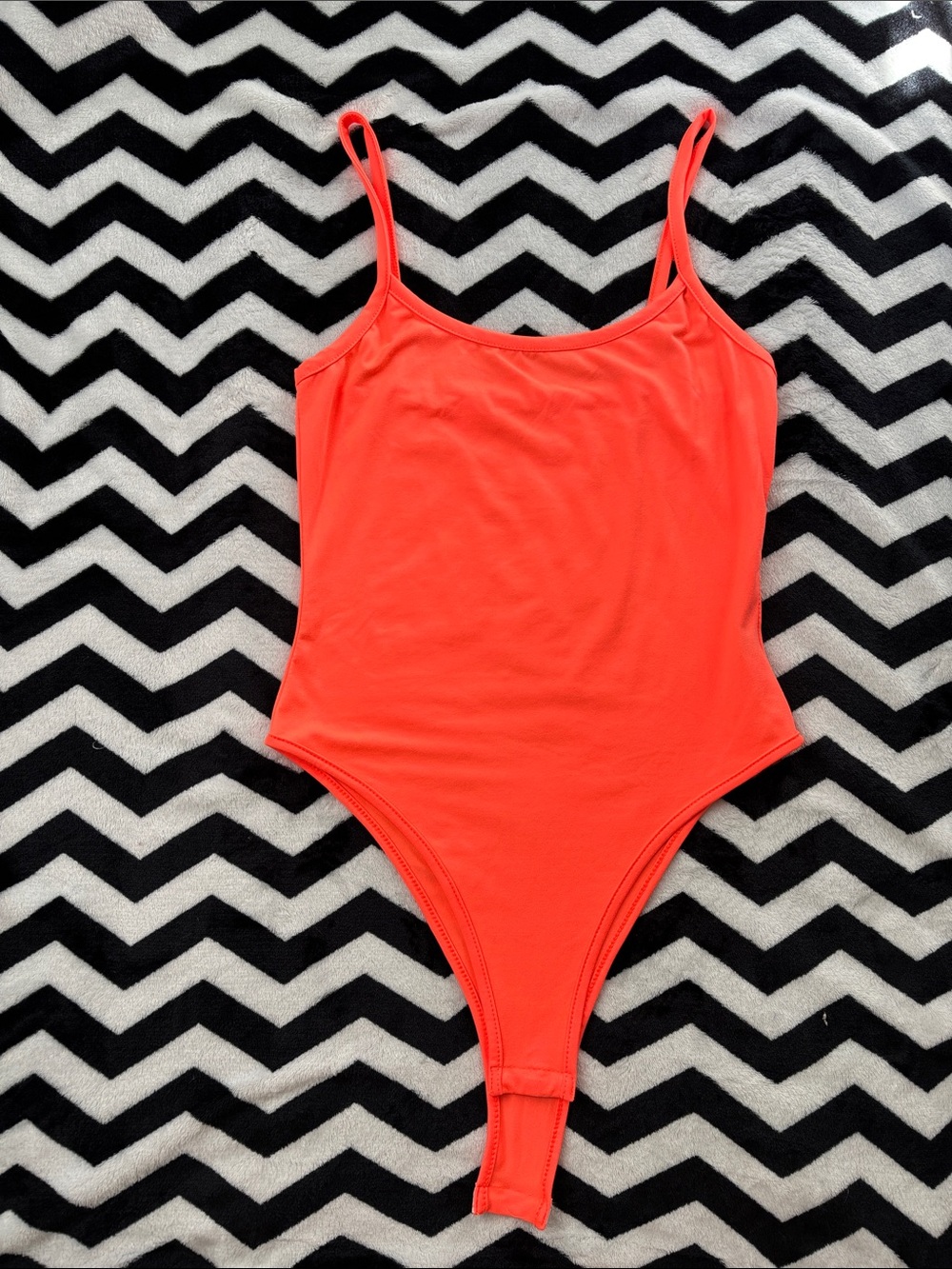 SHEIN Bright Coral Orange Spaghetti-Strap Bodysuit